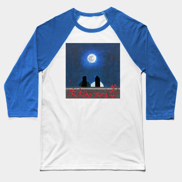 The Moon looks beautiful tonight Baseball T-Shirt by MitaDreamDesign